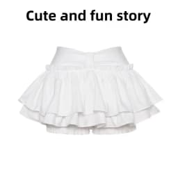 Black Ballet Style Puffy Short Skirt Women's High Waist Commute Style Baking Cake Skirt Small Size College Style Skirt