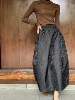 New Chinese Style Embossed Floral Half Skirt Casual Women's Summer Bloom Long Skirt High Waist A-Line Pure Color Skirt