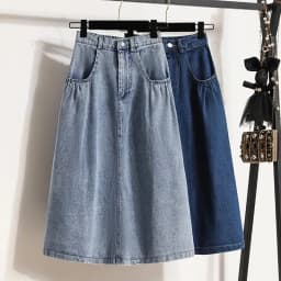 High Waist Denim Long Skirt Women New Arrival 2024 Spring Vintage Style Solid Color Loose Ladies Elegant A-line Skirts B3323