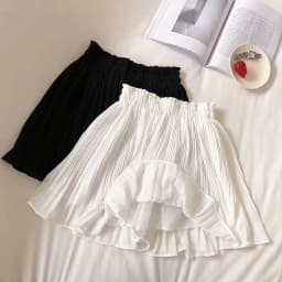 Small Fresh Pure Color Chiffon Short Skirt 2024 Spring and Summer New High-waisted Slimming Pleated Anti-slip Skirt