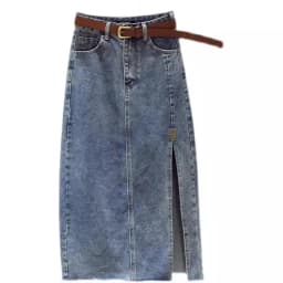 High waisted Denim Skirt Women Casual wear Spring/summer 2026 New Slim Split Buttocks wrapped A-line Skirts Female