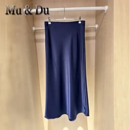 French Vintage Women's Satin Skirt Elegant Luxury New Fashion Slim Fit Office Ladies Mermaid Skirts Casual A-Line Long Skirt