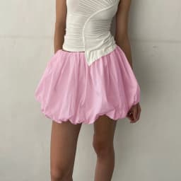 hirigin Women Y2K Bubble Skirt Elastic Waist Pleated Ruffle Hem A Line Mini Skirt Girls Cute Short Puffy Balloon Skirt