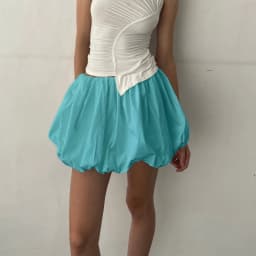 hirigin Women Y2K Bubble Skirt Elastic Waist Pleated Ruffle Hem A Line Mini Skirt Girls Cute Short Puffy Balloon Skirt