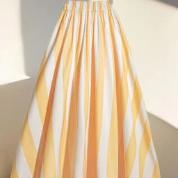 Retro High Waist A-Line Midi Skirt Women's Pink Striped Design Sensation Fashion Commute Sle Regular Thickness Summer...