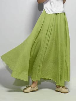 Women's Elegant High Waist Linen Maxi Skirt 2023 Summer Ladies Casual Elastic Waist 2 Layers Skirts Saia Feminina