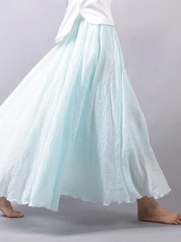 Women's Elegant High Waist Linen Maxi Skirt 2023 Summer Ladies Casual Elastic Waist 2 Layers Skirts Saia Feminina