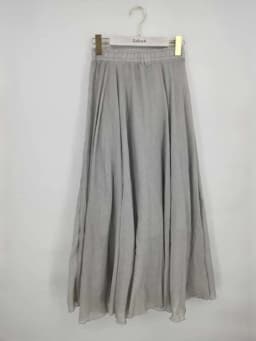 Women's Elegant High Waist Linen Maxi Skirt 2023 Summer Ladies Casual Elastic Waist 2 Layers Skirts Saia Feminina