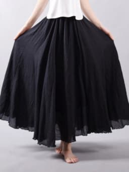 Women's Elegant High Waist Linen Maxi Skirt 2023 Summer Ladies Casual Elastic Waist 2 Layers Skirts Saia Feminina