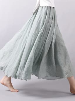 Women's Elegant High Waist Linen Maxi Skirt 2023 Summer Ladies Casual Elastic Waist 2 Layers Skirts Saia Feminina