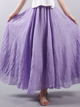 Women's Elegant High Waist Linen Maxi Skirt 2023 Summer Ladies Casual Elastic Waist 2 Layers Skirts Saia Feminina
