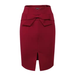 New Women Pencil Skirt Knee Length High Waist Elegant Open Slit Bow Skirt