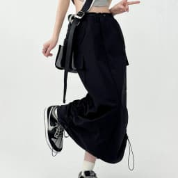 Y2K Women Retro Cargo Skirt American Pockets Bandage Slit Female High Waist Skirt Summer Streetwear All Match Ladies Mid Skirt