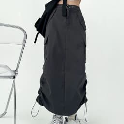 Y2K Women Retro Cargo Skirt American Pockets Bandage Slit Female High Waist Skirt Summer Streetwear All Match Ladies Mid Skirt