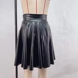 Sexy Black PU Leather Mini Skirt Women Elegant Fashion Short Skirts Womens Gothic Clothes Club Party High Waist Pleated Skirt HL