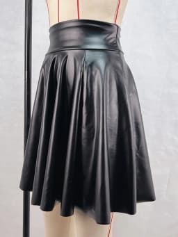 Sexy Black PU Leather Mini Skirt Women Elegant Fashion Short Skirts Womens Gothic Clothes Club Party High Waist Pleated Skirt HL