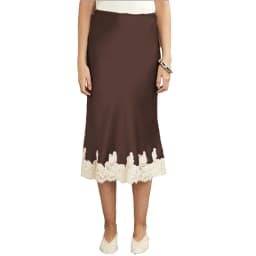 Satin Lace Elegant Midi Skirts Female High Waist Patchwork Slim Printed Casual Clothes For Women Sexy Y2k Vintage Skirts 2025