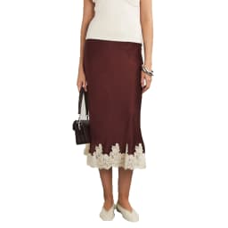 Satin Lace Elegant Midi Skirts Female High Waist Patchwork Slim Printed Casual Clothes For Women Sexy Y2k Vintage Skirts 2025