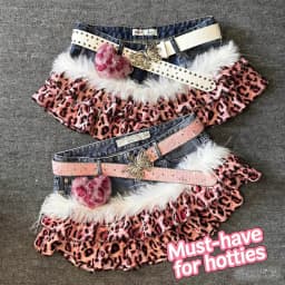 Y2K High Street Pink Panther Vintage Cowboy Splicing Short Skirts Fashion Leopard Pattern Millennium Abi Spicy Girl Half Skirts
