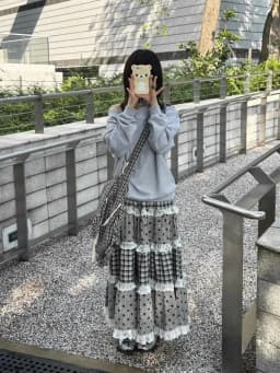 Japanese Elegant Retro Plaid Wave Point Skirts Women Lace Patchwork Ruffles A-line Skirts Harajuku Design Korean Popular Clothes