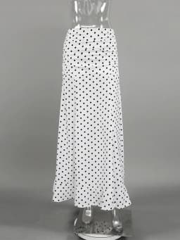Elegant White Polka Dot Maxi Skirt Women High Waist Slim Ruffled Mermaid Skirt 2026 Summer Chic Y2k Party Long Skirts Streetwear