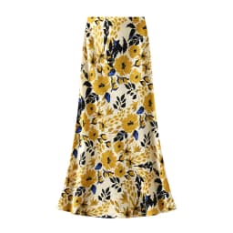 Women Summer Fashion Floral Print Satin Long Skirts 2025 Female Trendy Luxury Elegant Vacation Style Faldas