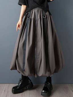 Black Vintage Zipper Pleated High Waist Skirt Women New Plus Size Fashion Loose Casual Long Skirts Clothes Sping Autumn 2026