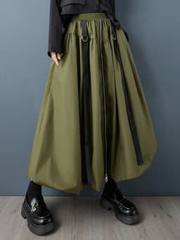 Black Vintage Zipper Pleated High Waist Skirt Women New Plus Size Fashion Loose Casual Long Skirts Clothes Sping Autumn 2026