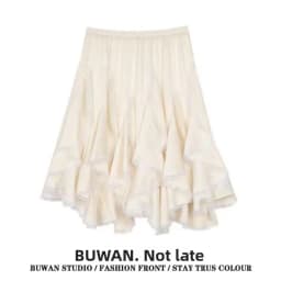 High Waist Asymmetrical Lace Trim Half Skirt for Women Spring Autumn Design Unique Splicing Slimming Versatile Skirt