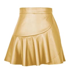 Women Faux Leather Skirts Elastic High Waist Ruffles Spliced Pleated Short Skirt Female Sexy Nightclub PU Leather Mini Skirt