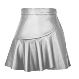 Women Faux Leather Skirts Elastic High Waist Ruffles Spliced Pleated Short Skirt Female Sexy Nightclub PU Leather Mini Skirt