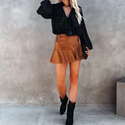 Women Faux Leather Skirts Elastic High Waist Ruffles Spliced Pleated Short Skirt Female Sexy Nightclub PU Leather Mini Skirt
