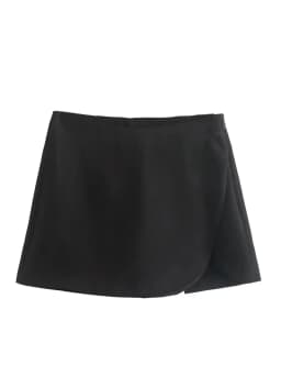 KONDALA Women Fashion 2025 Casual Mini Asymmetrical Skirts Shorts High Waist Back Pockets Wide Leg Skirts Zipper Female Shorts