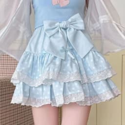 Summer Sweet Bow Lolita Cake Skirts Womens Kawai Lace Ruffle Pleated Skirt Japan Elegant High Waist A-Line Y2k Party Short Skirt
