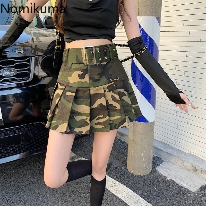 Streetwear Camouflage Women Skirt Summer Jupe Fashion Casual Summer Saia 2025 Faldas Mujer De Moda High Waist Pleated Y2k Skirts