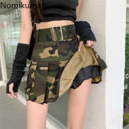 Streetwear Camouflage Women Skirt Summer Jupe Fashion Casual Summer Saia 2025 Faldas Mujer De Moda High Waist Pleated Y2k Skirts