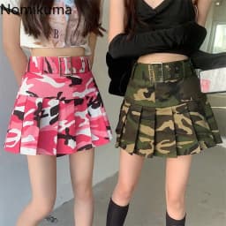 Streetwear Camouflage Women Skirt Summer Jupe Fashion Casual Summer Saia 2025 Faldas Mujer De Moda High Waist Pleated Y2k Skirts
