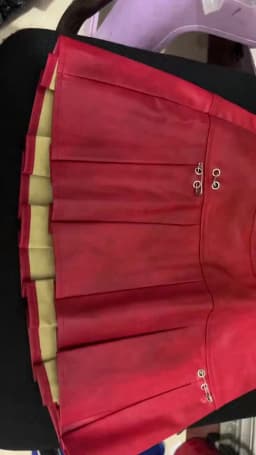 American PU Leather Pleated Skirt Women Slim High-waisted Design Mini Skirt Red Black