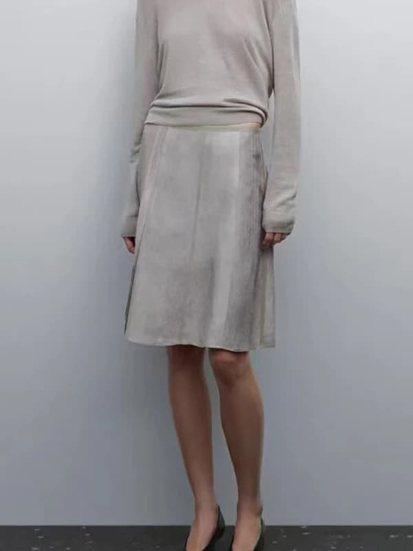 MVMD New Fashion High Waist A-Line  Skirt for Women Stylish Versatile Slimming Design Polyester Fiber Commute Style