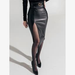 High Waist PU Leather Skirt for Women Mid-Length Black Asymmetrical Slimming Split H-Line Skirt Clean Fit Autumn Winter Fashion