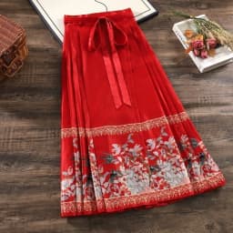 Chinese Style Dark Green Pleated Mamianqun for Women Traditional Hanfu Skirt with Landscape Floral Brocade Elegant Slim Skirt