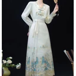 Chinese Style Dark Green Pleated Mamianqun for Women Traditional Hanfu Skirt with Landscape Floral Brocade Elegant Slim Skirt