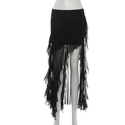 Goth Dark Mall Gothic Black Outfits Women Fashion Street Bottoms Mesh Patchwork Irregular Hem Skirt Kawaii Ruffles Skirts