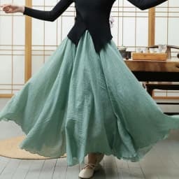 Female High Waisted Cotton Linen Maxi Skirt Women Leisure Bilayer Half Length Skirt New Chinese Style Lady Versatile Long Skirts