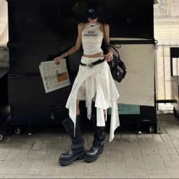New Summer Fashion Irregular Skirt Women Spring Autumn White Lace Patchwork Drawstring High Street Skirts Y2k Streetwear