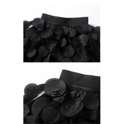 3D Polka Dot Appliques Black Skirt for Women Tulle Mesh Elegant Party Skirt Vintage Elastic Waist Long A-line Tutu Skirt 스커트