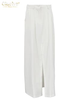 Clacive Fashion Loose White Women's Skirt Casual High Waist Maxi Skirt Elegant Classic Slit Solid Skirt Female Clothing 2025