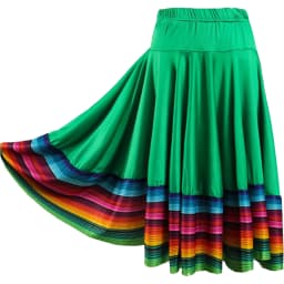 Womens Folklorico Dance Skirt Spanish Flamenco Colorful Big Swing Long Skirts Folkloric Mexican Folk Dance Performance Costume