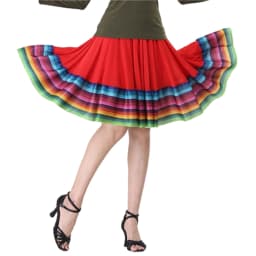 Womens Folklorico Dance Skirt Spanish Flamenco Colorful Big Swing Long Skirts Folkloric Mexican Folk Dance Performance Costume