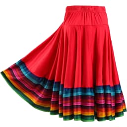 Womens Folklorico Dance Skirt Spanish Flamenco Colorful Big Swing Long Skirts Folkloric Mexican Folk Dance Performance Costume